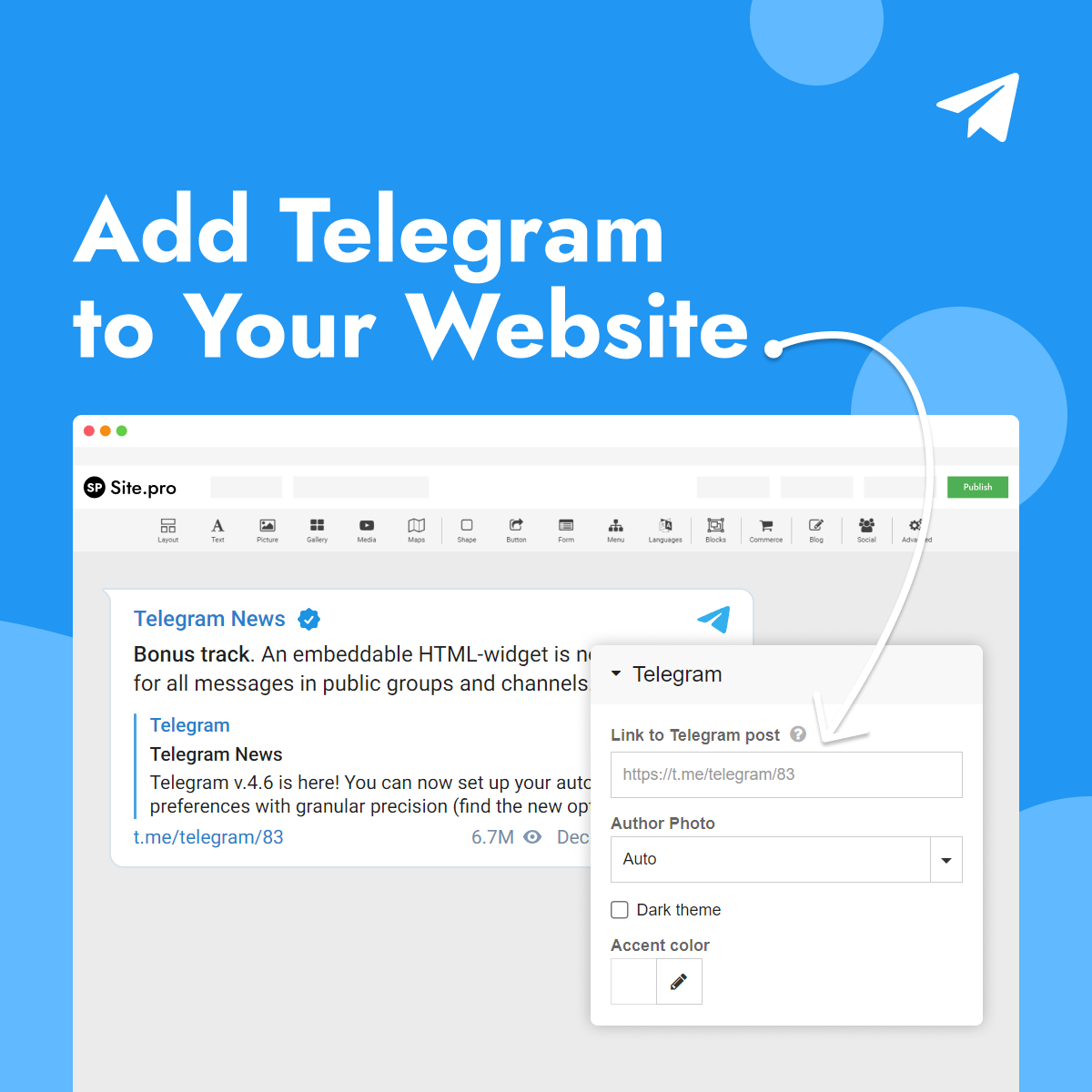 Add Telegram to your website